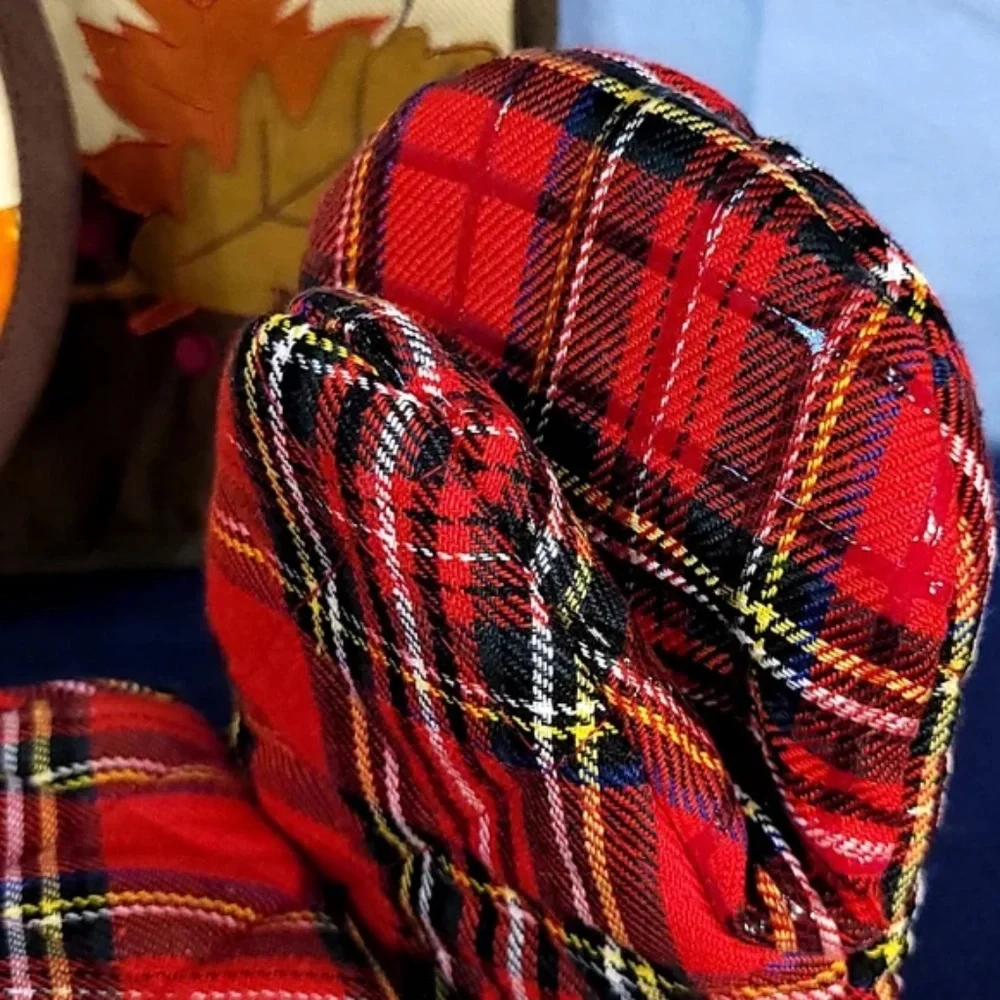 Plaid Red and Autumn Leaves Pot Holders Set